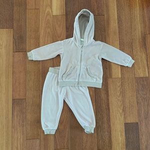 H&M Baby Girls Light Pink Velour Tracksuit Jacket Hoodie Joggers 18 Months